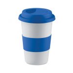 Tazza con Coperchio in Ceramica e Silicone blu