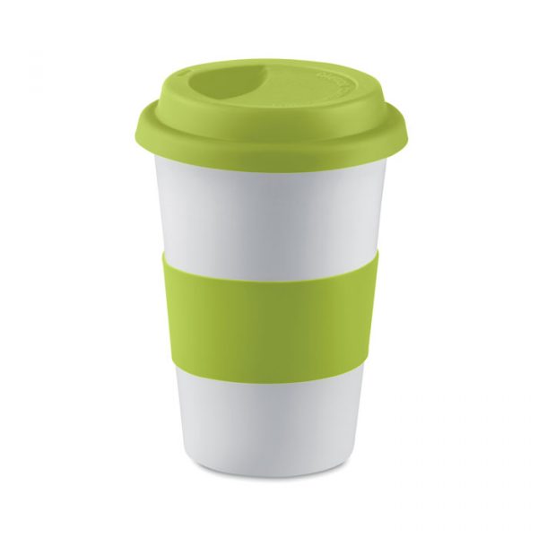 Tazza con Coperchio in Ceramica e Silicone lime