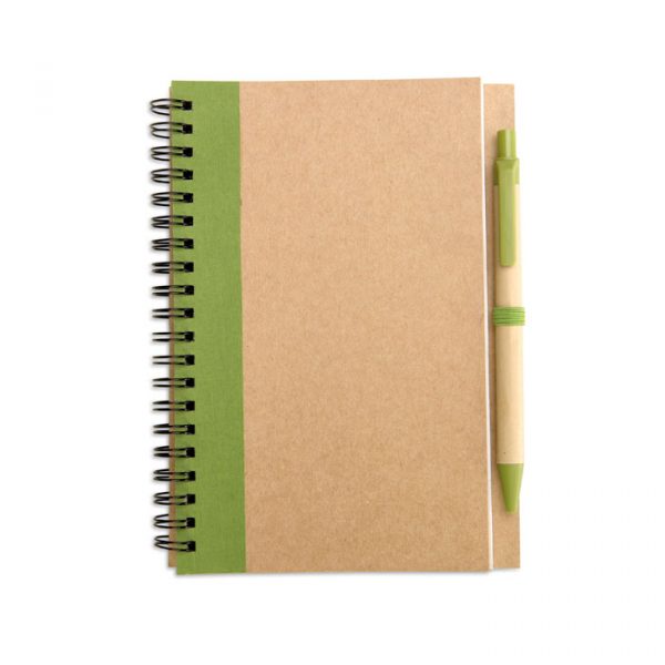 Blocco Notes A5 Ecologico con Penna lime