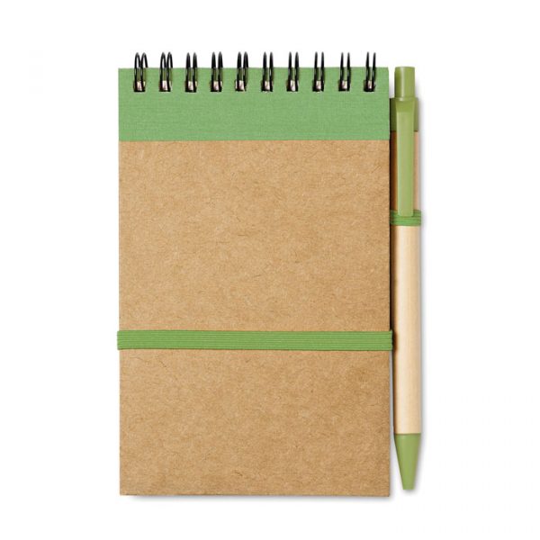 Bloc Notes Eco A6 con Penna lime